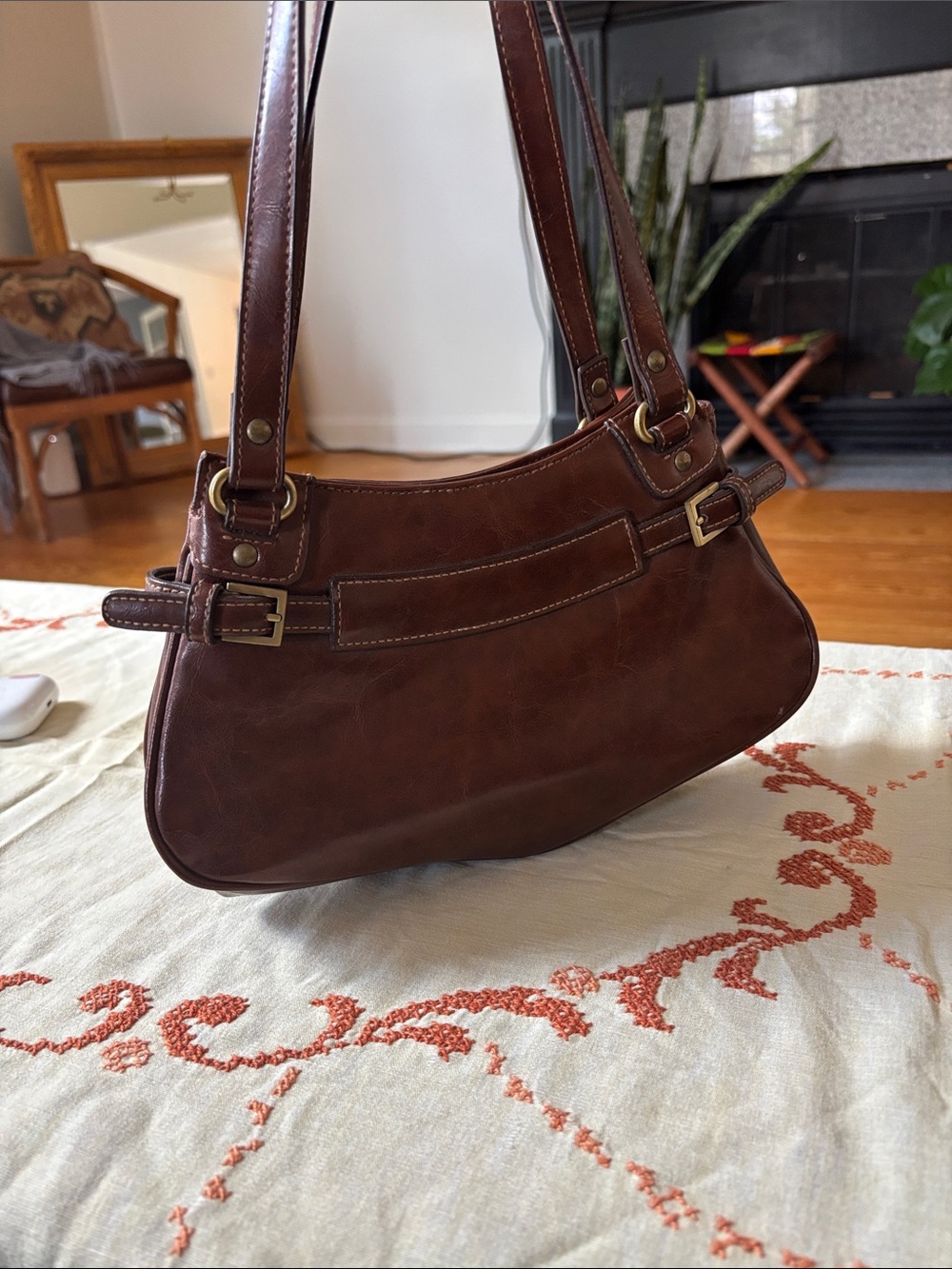 Classic Y2K Brown Faux Leather Shoulder Bag - Women